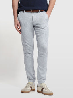 Arrow Sports - Mens Grey Solid/Plain Polyester Trouser