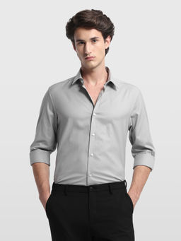 Arrow Sports - Mens Grey Solid/Plain Cotton Shirt