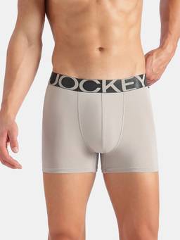 Jockey - Mens Grey Solid/Plain Microfibre Trunk