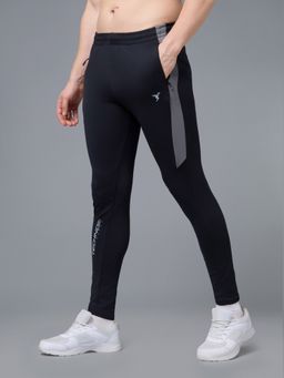 Technosport - Mens Black Solid/Plain Polyester Trackpant