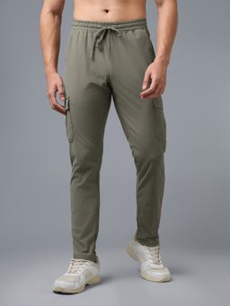 Technosport - Mens Olive Solid/Plain Polyester Trackpant