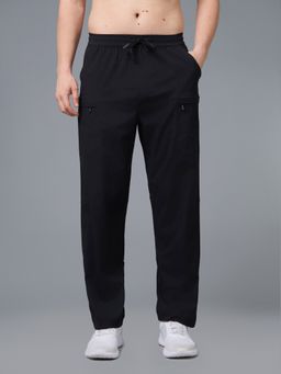 Technosport - Mens Black Solid/Plain Polyester Trackpant