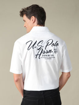 U.S. Polo Assn. Denim Co. - Mens White Typography Cotton Shirt