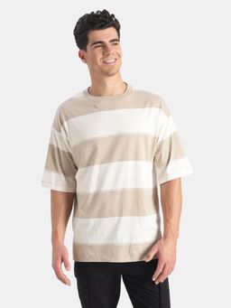 Jockey - Mens Beige Stripes Cotton T-Shirt