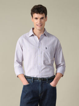 U.S. POLO ASSN. - Mens Purple Stripes Cotton Shirt