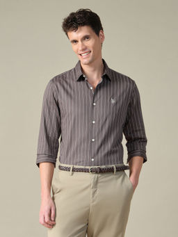 U.S. POLO ASSN. - Mens Grey Stripes Cotton Shirt