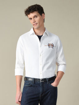 U.S. POLO ASSN. - Mens White Solid/Plain Cotton Shirt