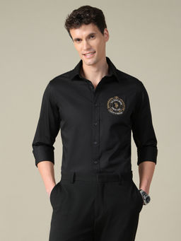 U.S. POLO ASSN. - Mens Black Solid/Plain Cotton Shirt
