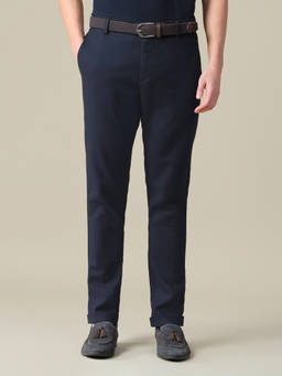 U.S. POLO ASSN. - Mens Blue Solid/Plain Cotton Trouser