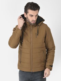 CRIMSOUNE CLUB - Men Tan High-neck Hooded Jacket