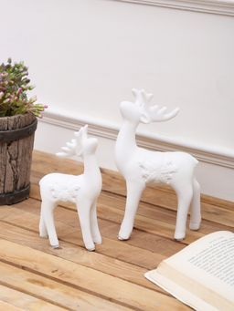 Tayhaa - Christmas Themed Ceramic White Deer Duo