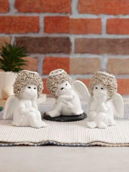 Tayhaa - Set Of 3 Ceramic White Showpiece