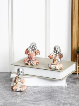 Tayhaa - Multicolour Polyresin Buddha Set with Silver Faces