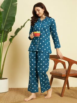 SEPHANI - Teal Printed Night Suit