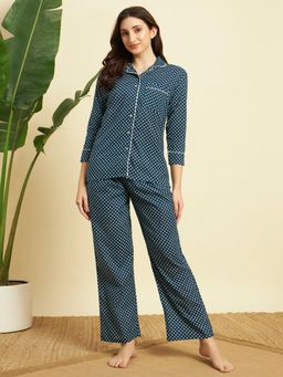 SEPHANI - Teal Polka Dots Night Suit