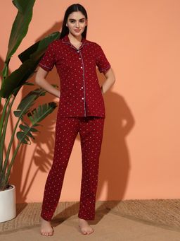 SEPHANI - Maroon Polka Dots Night Suit