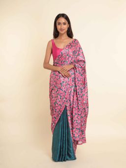 Suta - Pink Printed Viscose Rayon Saree