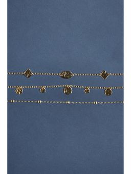H&M - Women Gold-Coloured 3-Pack Metal Anklets