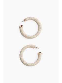H&M - Women White Fabric-Covered Hoop Earrings