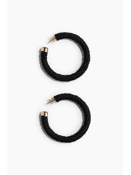 H&M - Women Black Fabric-Covered Hoop Earrings