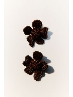 H&M - Women Brown Flower-Shaped Earrings