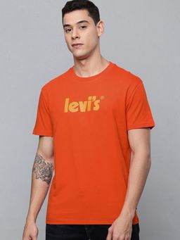 Levi's - Men Orange Crew Neck T-Shirt