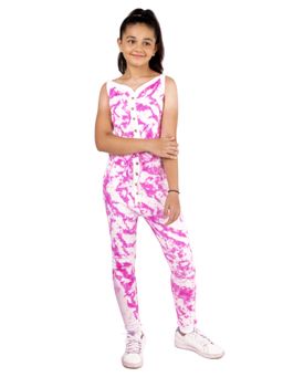 D'chica - Pink Tie Dye Thermal Fabric Sleeveless Jumpsuit For Girls