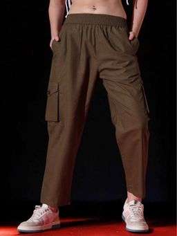 FITHUB - Women'S Straight Fit High-Rise Cargo Style Trousers