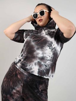 Instafab Plus - Women'S Charcoal Grey Tie-Dye Co-Ord Set