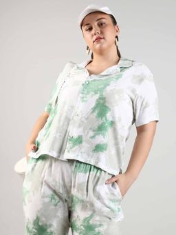 Instafab Plus - Women'S Pistachio Green Tie-Dye Co-Ord Set