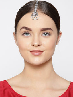 Priyaasi - Silver Plated AD Studded Maang Tika
