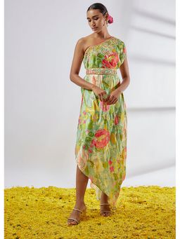 Gopi Vaid - Eli One-Shoulder Dress with Belt