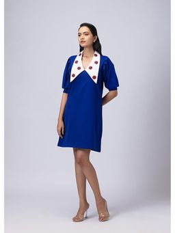 Alonge - Easy Go Collar Blue Mini Dress