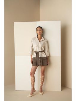 The Dapper Lady - Off White Colorblock Mini Dress