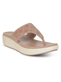 Bata - Women Casual Peach Slip-On Sandals