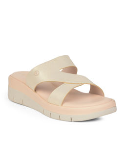 Bata Comfit - Women Casual Beige Slip-On Sandals