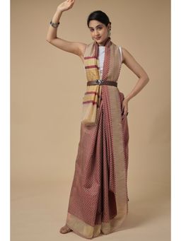 Zari Jaipur - Cotton Silk Saree with Handloom Texture with Unstitched Blouse Maroon