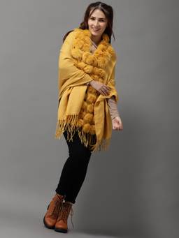 SHOWOFFFF - Womens Sleeveless Longline Mustard Solid Poncho