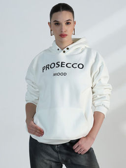 SHOWOFF - Edition Women Typography White Oversized Hoodie