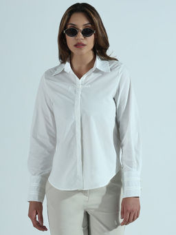 SHOWOFFFF - Women White Slim Fit Formal Shirt