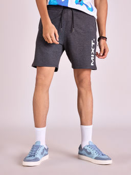 MIXT by Nykaa Fashion - Dark Grey Logo Printed Casual Shorts