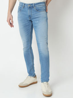 Spykar - Men Slim Mid Rise Light Blue Casual Jeans