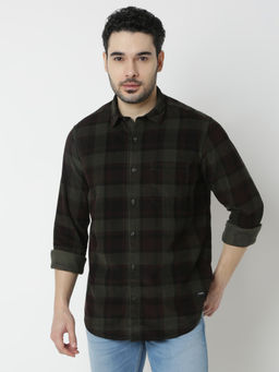 Spykar - Men Slim Corduroy Checks Multi-Color Casual Shirt