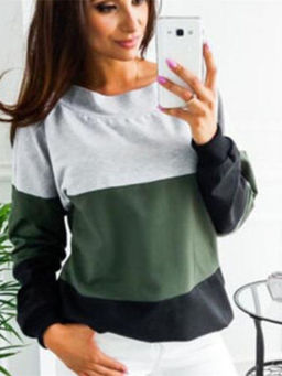 Oh Rare - Women Colourblocked Olive T-Shirt