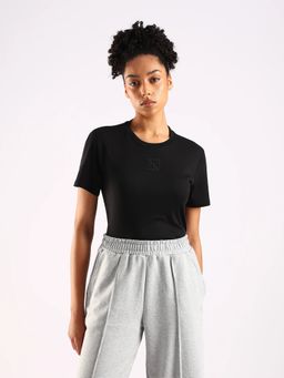 Calvin Klein - Black Embroidered Logo Regular Fit Cotton T-Shirt