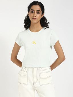 Calvin Klein - White Logo Regular Fit Cotton T-Shirt