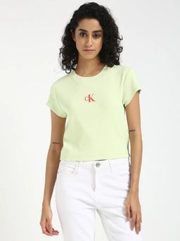 Calvin Klein - Green Logo Regular Fit Cotton T-Shirt