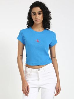 Calvin Klein - Blue Logo Regular Fit Cotton T-Shirt