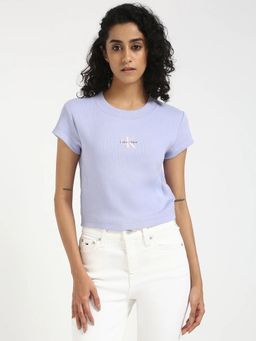 Calvin Klein - Purple Logo Regular Fit Cotton T-Shirt