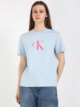Calvin Klein - Blue Logo Regular Fit Cotton T-Shirt